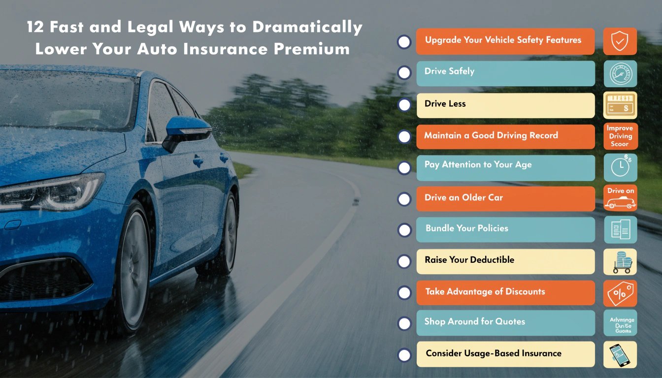 12 Fast and Legal Ways to Dramatically Lower Your Auto Insurance Premium